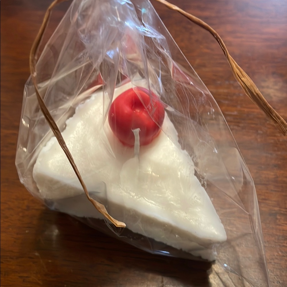 Cherry Topped Cake Slice Candle Cherry Cheesecake Scented 🍒